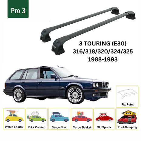 Bmw 3 Touring E30 1988-1993 Portbagaj Taşıyıcı Ara Atkı Aparatı Paw Pro 3 Siyah