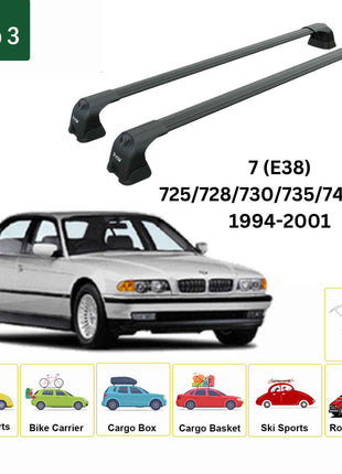Bmw 7 (E38) 1994-2001 Portbagaj Taşıyıcı Ara Atkı Aparatı Paw Pro 3 Siyah