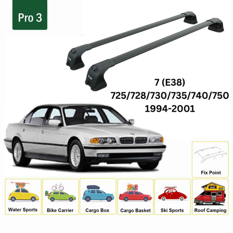 Bmw 7 (E38) 1994-2001 Portbagaj Taşıyıcı Ara Atkı Aparatı Paw Pro 3 Siyah