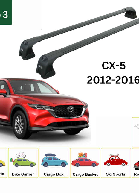 Mazda Cx 5 Kf 2017-2025 Portbagaj Taşıyıcı Ara Atkı Aparatı Paw Pro 3 Siyah