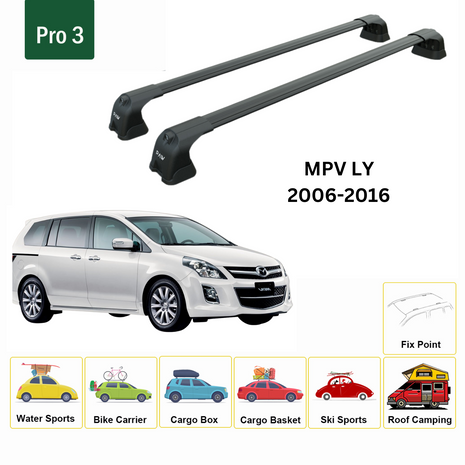 Mazda Mpv Ly 2006-2016 Portbagaj Taşıyıcı Ara Atkı Aparatı Paw Pro 3 Siyah