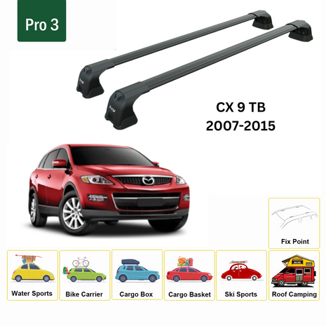 Mazda Cx 9 Tb 2007-2015 Portbagaj Taşıyıcı Ara Atkı Aparatı Paw Pro 3 Siyah