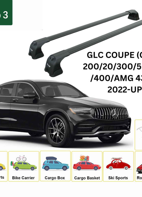 Mercedes Benz Glc Coupe (C254) 2022-2025 Portbagaj Taşıyıcı Ara Atkı Aparatı Paw Pro 3 Siyah