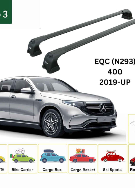 Mercedes Benz Eqc (N293) 2019-2025 Portbagaj Taşıyıcı Ara Atkı Aparatı Paw Pro 3 Siyah
