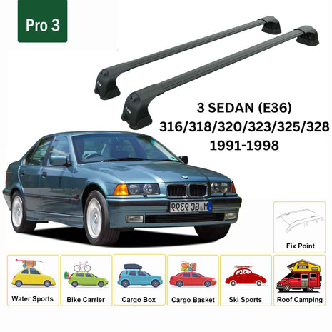 Bmw 3 Sedan E36 1991-1998 Portbagaj Taşıyıcı Ara Atkı Aparatı Paw Pro 3 Siyah