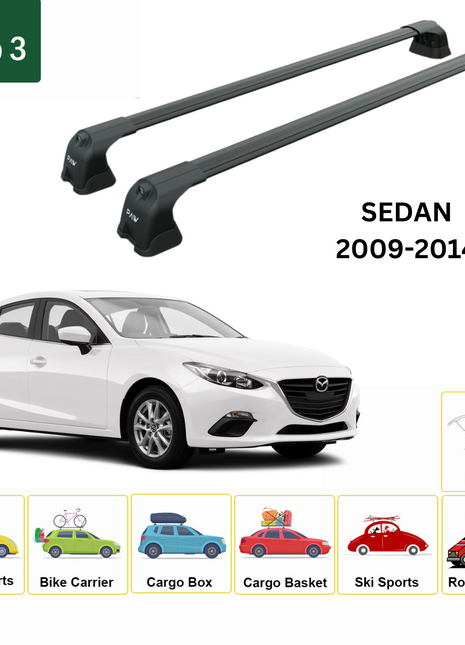 Mazda 3 Sedan 2009-2014 Portbagaj Taşıyıcı Ara Atkı Aparatı Paw Pro 3 Siyah