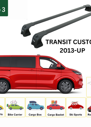 Ford Transit Custom Lwb 2013-2022 Portbagaj Taşıyıcı Ara Atkı Aparatı Paw Pro 3 Siyah