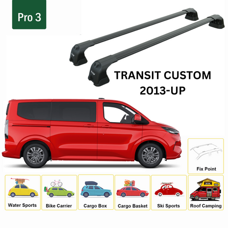 Ford Transit Custom Lwb 2013-2022 Portbagaj Taşıyıcı Ara Atkı Aparatı Paw Pro 3 Siyah