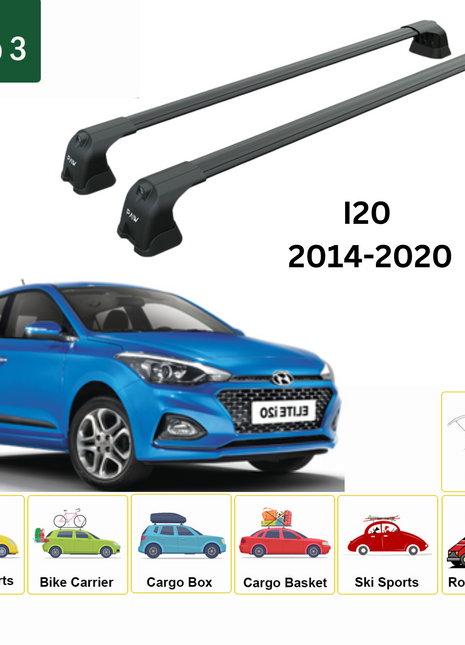 Hyundai İ20 (2014-2020) Portbagaj Taşıyıcı Ara Atkı Aparatı Paw Pro 3 Siyah