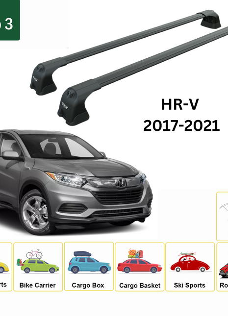 Honda Hr-V 2017-2021 Portbagaj Taşıyıcı Ara Atkı Aparatı Paw Pro 3 Siyah