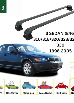 Bmw 3 Sedan E46 1998-2005 Portbagaj Taşıyıcı Ara Atkı Aparatı Paw Pro 3 Siyah