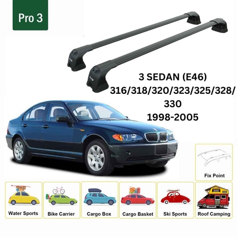 Bmw 3 Sedan E46 1998-2005 Portbagaj Taşıyıcı Ara Atkı Aparatı Paw Pro 3 Siyah