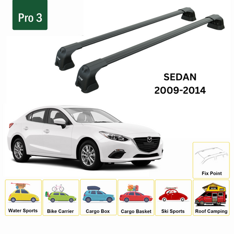 Mazda 3 Sedan 2009-2014 Portbagaj Taşıyıcı Ara Atkı Aparatı Paw Pro 3 Siyah
