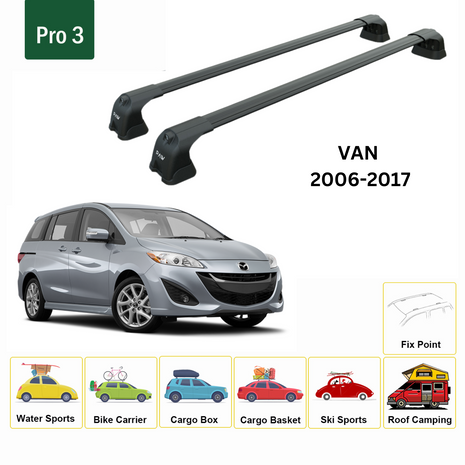 Mazda 5 Van 2006-2017 Portbagaj Taşıyıcı Ara Atkı Aparatı Paw Pro 3 Siyah