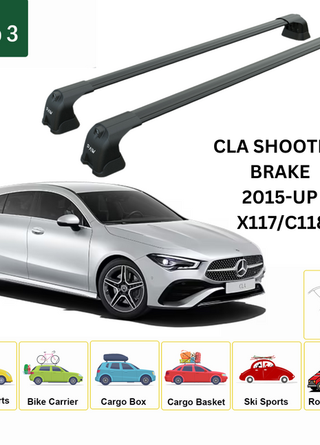 Mercedes Cla Sb 2013-2019 Portbagaj Taşıyıcı Ara Atkı Aparatı Paw Pro 3 Siyah