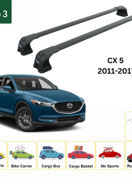Mazda Cx 5 Ke 2011-2017 Portbagaj Taşıyıcı Ara Atkı Aparatı Paw Pro 3 Siyah