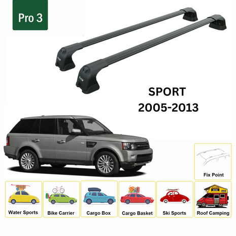 Land Rover Range Rover Sport (L320) 2005-2013 Portbagaj Taşıyıcı Ara Atkı Aparatı Paw Pro 3Roof Alu Siyah
