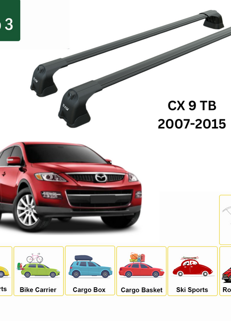 Mazda Cx 9 Tb 2007-2015 Portbagaj Taşıyıcı Ara Atkı Aparatı Paw Pro 3 Siyah