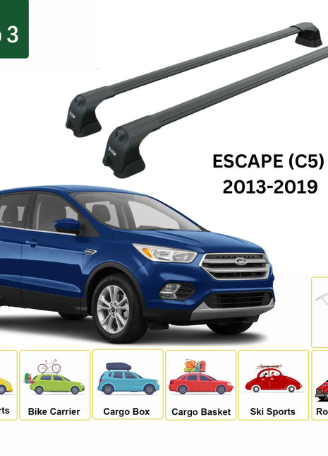 Ford Escape (C5) 2013-2019 Portbagaj Taşıyıcı Ara Atkı Aparatı Paw Pro 3 Siyah