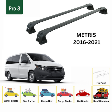 Mercedes Benz Metris 2016-2021 Portbagaj Taşıyıcı Ara Atkı Aparatı Paw Pro 3 Siyah