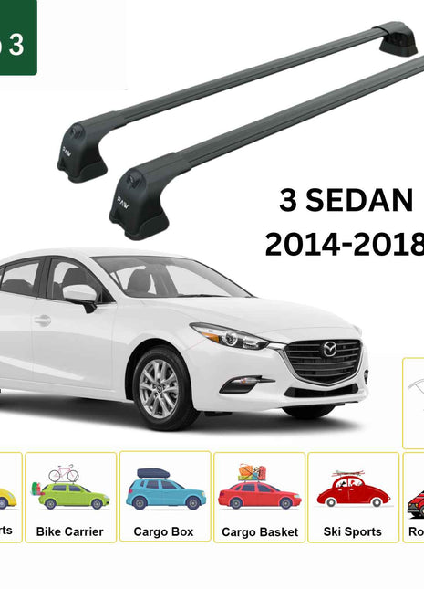 Mazda 3 Sedan 2014-2018 Portbagaj Taşıyıcı Ara Atkı Aparatı Paw Pro 3 Siyah