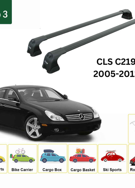 Mercedes Benz Cls C219 2005-2011 Portbagaj Taşıyıcı Ara Atkı Aparatı Paw Pro 3 Siyah