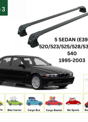 Bmw 5 Sedan E39 1995-2003 Portbagaj Taşıyıcı Ara Atkı Aparatı Paw Pro 3 Siyah
