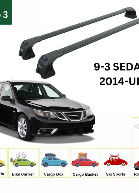 Saab 9-3 Sedan 1999-2003 Portbagaj Taşıyıcı Ara Atkı Aparatı Paw Pro 3 Siyah