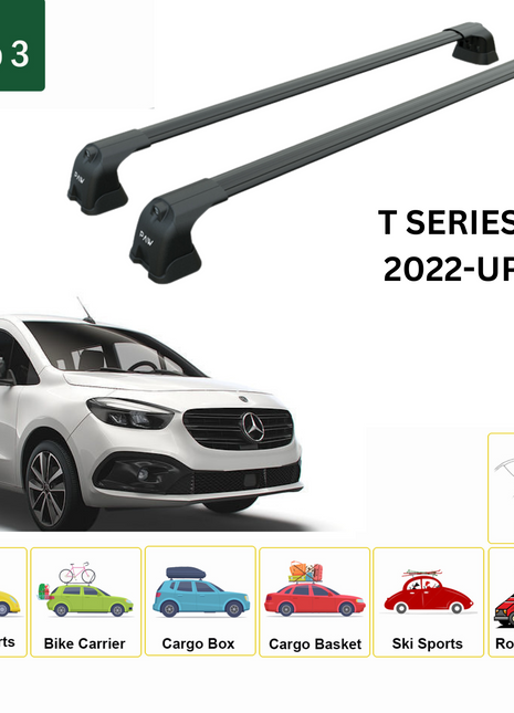 Mercedes Benz T 2022-2025 Portbagaj Taşıyıcı Ara Atkı Aparatı Paw Pro 3 Siyah