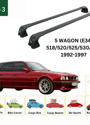 Bmw 5 Wagon (E34) 1992-1997 Portbagaj Taşıyıcı Ara Atkı Aparatı Paw Pro 3 Gri