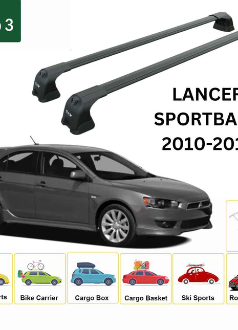Mitsubishi Lancer Sportback 2010-2017 Portbagaj Taşıyıcı Ara Atkı Aparatı Paw Pro 3 Siyah