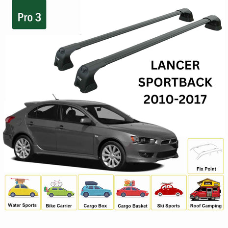 Mitsubishi Lancer Sportback 2010-2017 Portbagaj Taşıyıcı Ara Atkı Aparatı Paw Pro 3 Siyah