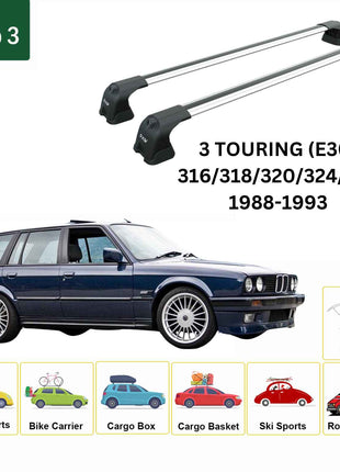 Bmw 3 Touring E30 1988-1993 Portbagaj Taşıyıcı Ara Atkı Aparatı Paw Pro 3 Gri