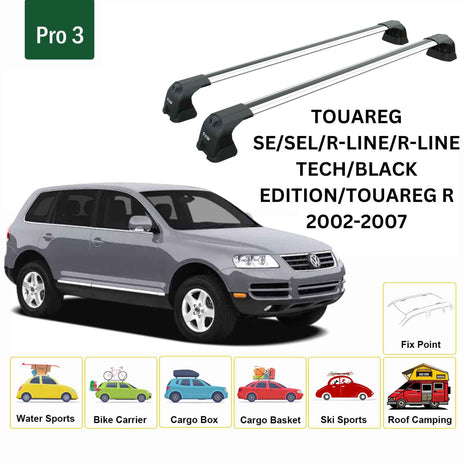 Volkswagen Touareg 2002-2007 Portbagaj Taşıyıcı Ara Atkı Aparatı Paw Pro 3 Gri
