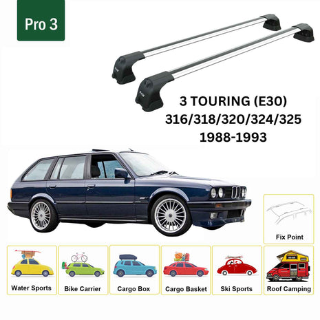 Bmw 3 Touring E30 1988-1993 Portbagaj Taşıyıcı Ara Atkı Aparatı Paw Pro 3 Gri
