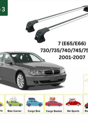 Bmw 7 (E65/66) 2001-2007 Portbagaj Taşıyıcı Ara Atkı Aparatı Paw Pro 3 Gri