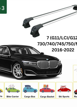 Bmw 7 (G11/Lcı/G12) 2016-2022 Portbagaj Taşıyıcı Ara Atkı Aparatı Paw Pro 3 Gri