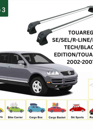 Volkswagen Touareg 2002-2007 Portbagaj Taşıyıcı Ara Atkı Aparatı Paw Pro 3 Gri