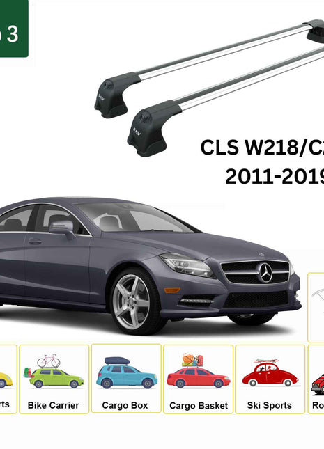 Mercedes Benz Cls W218 2011-2019 Portbagaj Taşıyıcı Ara Atkı Aparatı Paw Pro 3 Gri