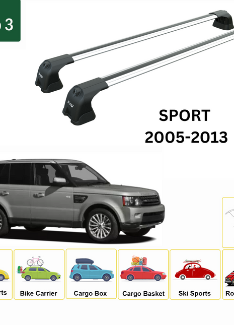 Land Rover Range Rover Sport (L320) 2005-2013 Portbagaj Taşıyıcı Ara Atkı Aparatı Paw Pro 3Roof Alu Gri