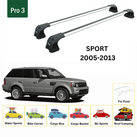 Land Rover Range Rover Sport (L320) 2005-2013 Portbagaj Taşıyıcı Ara Atkı Aparatı Paw Pro 3Roof Alu Gri