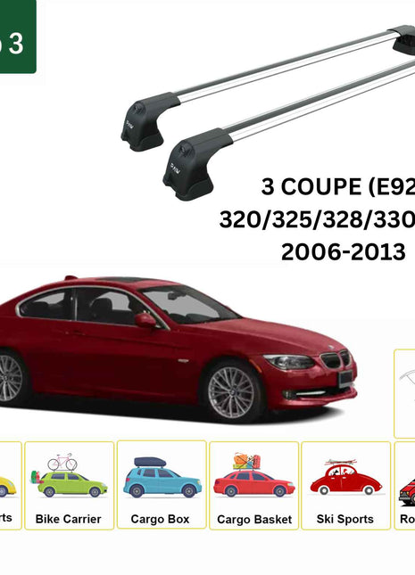 Bmw 3 Coupe E92 2006-2013 Portbagaj Taşıyıcı Ara Atkı Aparatı Paw Pro 3 Gri
