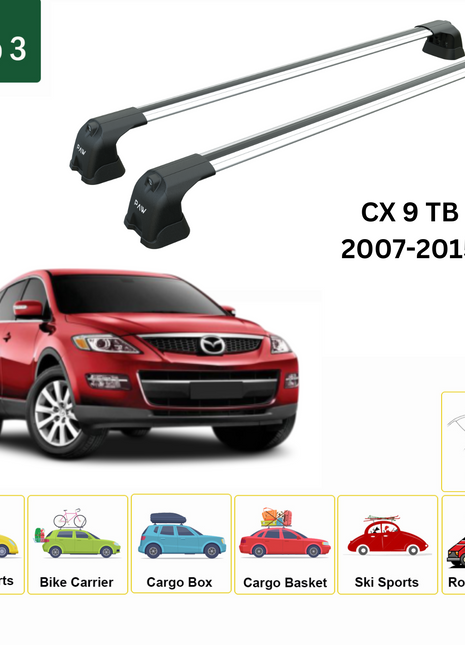Mazda Cx 9 Tb 2007-2015 Portbagaj Taşıyıcı Ara Atkı Aparatı Paw Pro 3 Gri