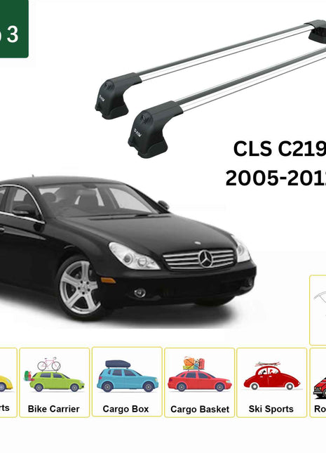 Mercedes Benz Cls C219 2005-2011 Portbagaj Taşıyıcı Ara Atkı Aparatı Paw Pro 3 Gri