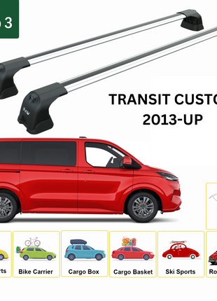 Ford Transit Custom Lwb 2013-2022 Portbagaj Taşıyıcı Ara Atkı Aparatı Paw Pro 3 Gri