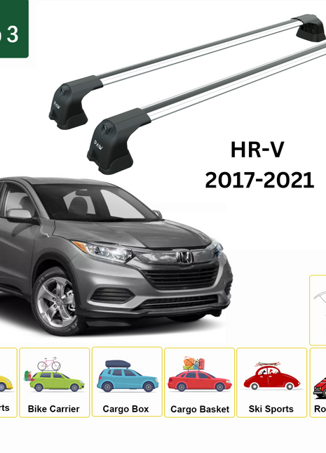 Honda Hr-V 2017-2021 Portbagaj Taşıyıcı Ara Atkı Aparatı Paw Pro 3 Gri