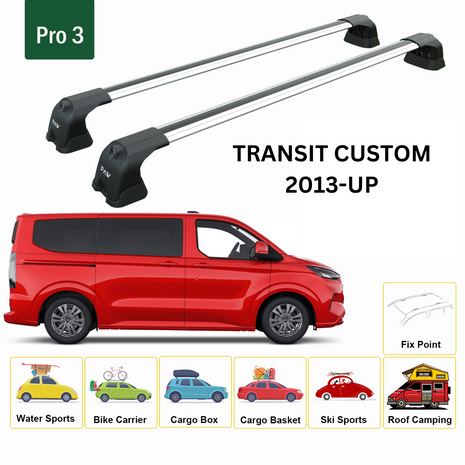 Ford Transit Custom Lwb 2013-2022 Portbagaj Taşıyıcı Ara Atkı Aparatı Paw Pro 3 Gri