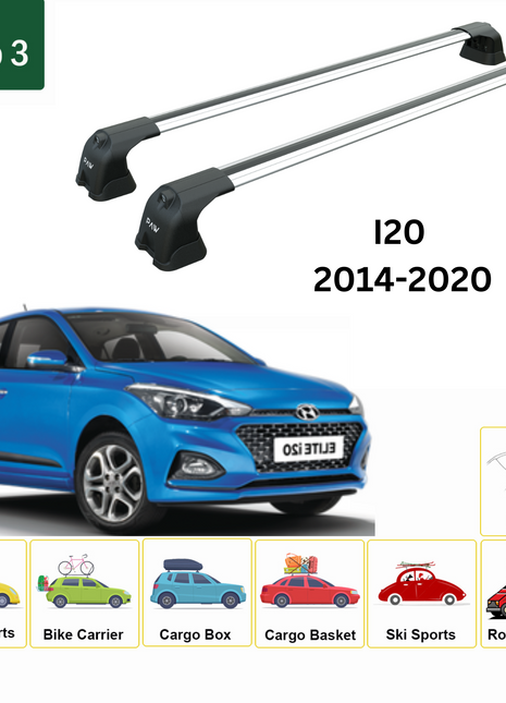 Hyundai İ20 (2014-2020) Portbagaj Taşıyıcı Ara Atkı Aparatı Paw Pro 3 Gri