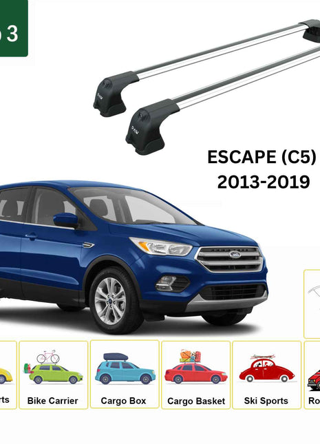 Ford Escape (C5) 2013-2019 Portbagaj Taşıyıcı Ara Atkı Aparatı Paw Pro 3 Gri