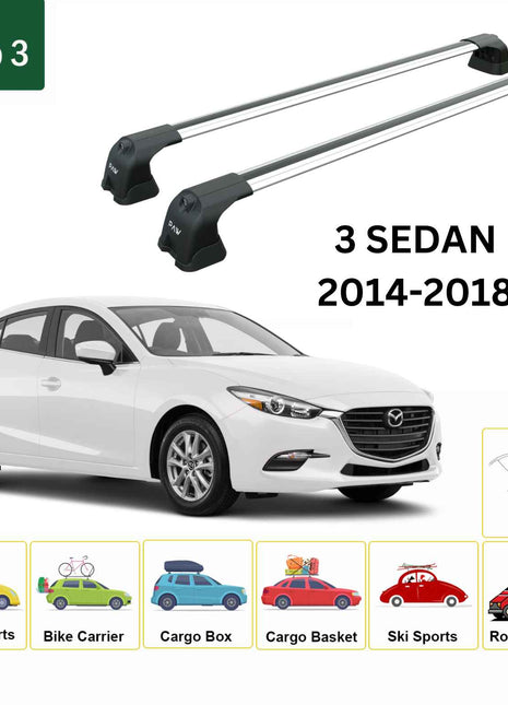 Mazda 3 Sedan 2014-2018 Portbagaj Taşıyıcı Ara Atkı Aparatı Paw Pro 3 Gri